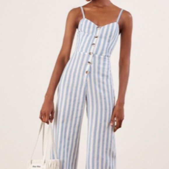 Torta jumpsuit Adriatic stripe blue reformation 2 - Picture 3 of 9